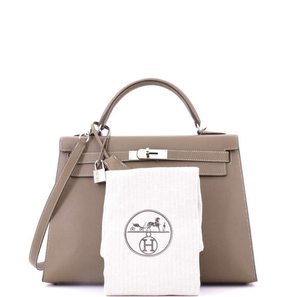Hermes Kelly Handbag Grey Epsom With #186295H19B - Picture 3 of 9
